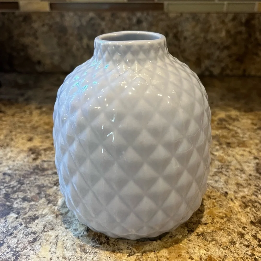 IKEA Textured Pale Periwinkle Ceramic Vase